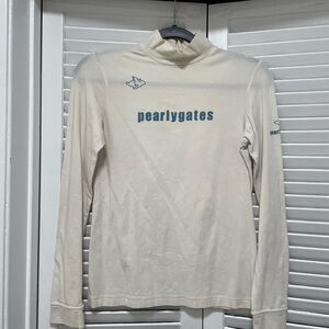 Pearly Gates Cream Mock Neck Long Sleeve Golf Top Size 1 Designer Athletic Wear